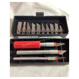 13 pc hobby precision knife set, case shows wear