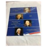 4 pc 2007 US Mint Presidential $1 coin unc set,