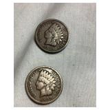 (2) 1909 Indian head one cent coins