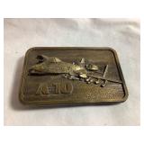 A10 Warthog brass belt buckle, 3.25"W