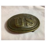 Civil War US brass belt buckle, replica?, 3.5"W
