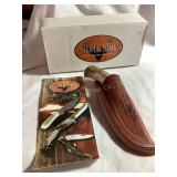 Silver Stag NRA knife, 3" blade, w/leather NRA