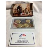 4pc 2007 US mint presidential $1 coin proof set w/