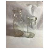 2 Local pint milk bottles Farmers Dairy cream