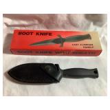 Boot knife, cast aluminum handle, w/leather