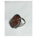 Sterling silver ladies ring, size 6, faux stone,