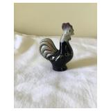 Fenton black glass folk art hand painted rooster