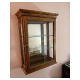Wall curio 3 shelf cabinet, mirrored back,