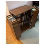 Media cabinet w/contents, dual doors, swing out