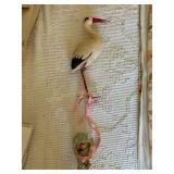 German spun cotton stork baby shower decor-11.5"h