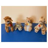Steiff w. Germany 4- camel,squirrel,rhino,deer-
