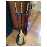 2 Pc. Fireplace tool set & whisk broom