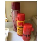 Vtg Thermoses- Aladdin plastic, metal Thermos,