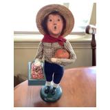 Byers Choice Caroler, boy w/pumpkins, 9.5"H