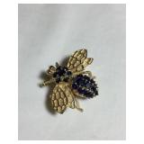 14 kt 585 brooch/pendant, w/sapphire stone, 1",