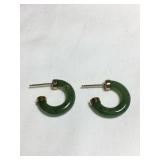 14 kt Jadeite pierced earrings, 3/4", .12 oz