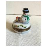 Limoges France peint main snowman porcelain
