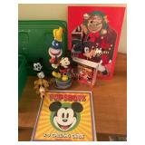 Disney Mickey Mouse figures, books, etc in tote