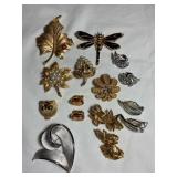 Trifari brooches, clip earrings 3" longest
