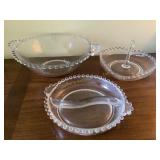 3 Pieces Imperial glass, beaded candlewick