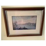 Framed Hudson River sunset by Jasper Cropsey,