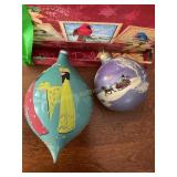 2 hand painted ornaments-5" tallest