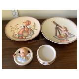 4 Goebel Hummel pcs, plates, baby wall hanging,
