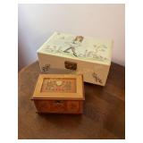 2 Musical jewelry boxes, empty, largest is