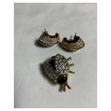 Beetle brooch 1" & pierced earrings 3/4ï¿½