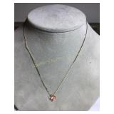 14 kt Italy necklace 17" w/heart pendant