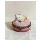 Limoges Castel France cat trinket dish