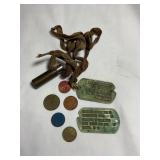 Dog tags, Ration tokens,Alabama tax coin, etc