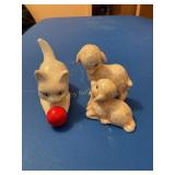 2 Goebel figures, lambs & cat, 2 1/4 tallest