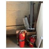 Aluminum poles, fire extinguishers, wood, c
