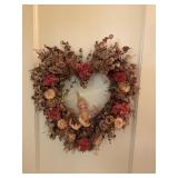 Heart shaped wreath 14" w/Annalee Elf 7 1/2ï¿½