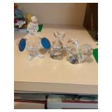 3 glass figures- Fred Curtis, Goebel, Waterford