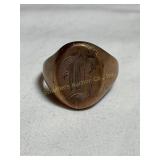 Old gold? Ring, gothic style initials, size ? No