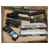 7+ HO Scale railroad train cars & engine -