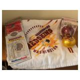 Misc Washington Redskins items, towel,