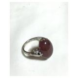 Sterling Silver ladies ring w/faux stone, size 5