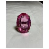 Ring, pink glass, 10 kt gold filled size 5 1/4