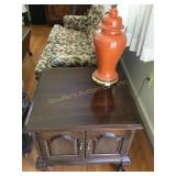 Ethan Allen End table 24"x24ï¿½x23ï¿½ & orange ceramic
