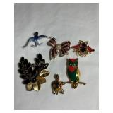 Costume jewelry pins, no markings, 2 3/4" tallest