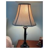 2 lamps, wood base, working, 27' tall