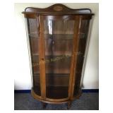Oak Glass bow front china cabinet w/3 glass