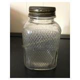 Art Deco square jar 6' w/atlas glass lid