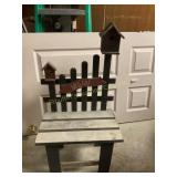 Decorative wood bench w/ birdhouse 18' x 33' x 11'