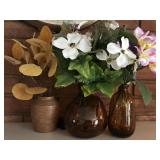 3 vases tallest 6',,battery lights,florals