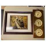 Weather station 5 1/2' x 16, & framed train p