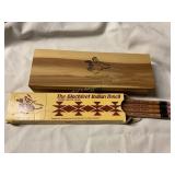 Blackfeet Indian cedar pencil box 8 1/2 ' x 1